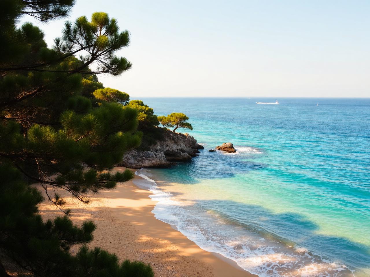 Xenia Beach — pine shade meets the sea